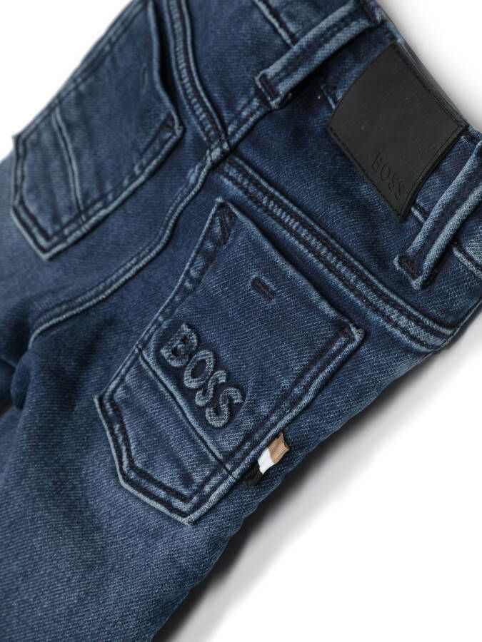 BOSS Kidswear Jeans met logo-reliëf Blauw