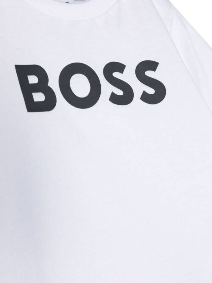 BOSS Kidswear T-shirt met logo-reliëf Wit