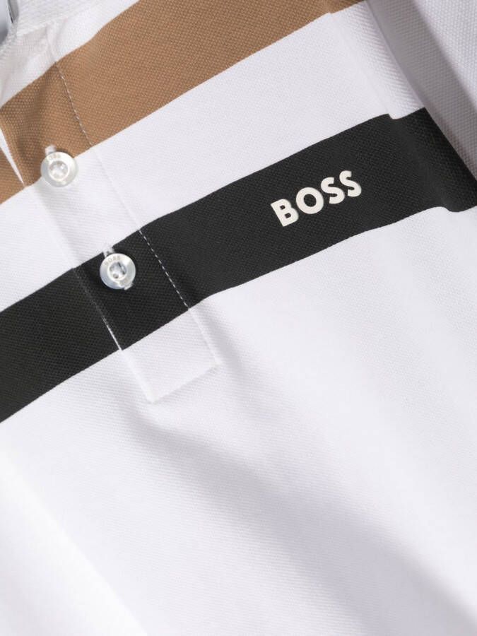 BOSS Kidswear Poloshirt met logo-reliëf Wit