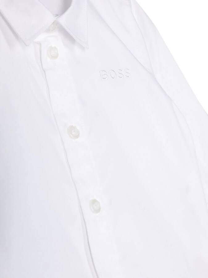 BOSS Kidswear Shirt met geborduurd logo Wit