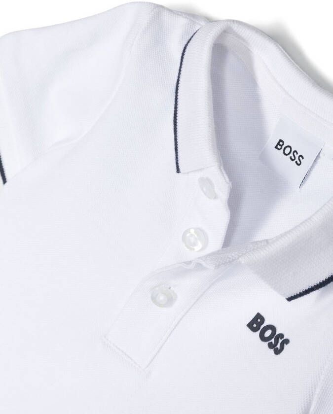 BOSS Kidswear Poloshirt met logoprint Wit