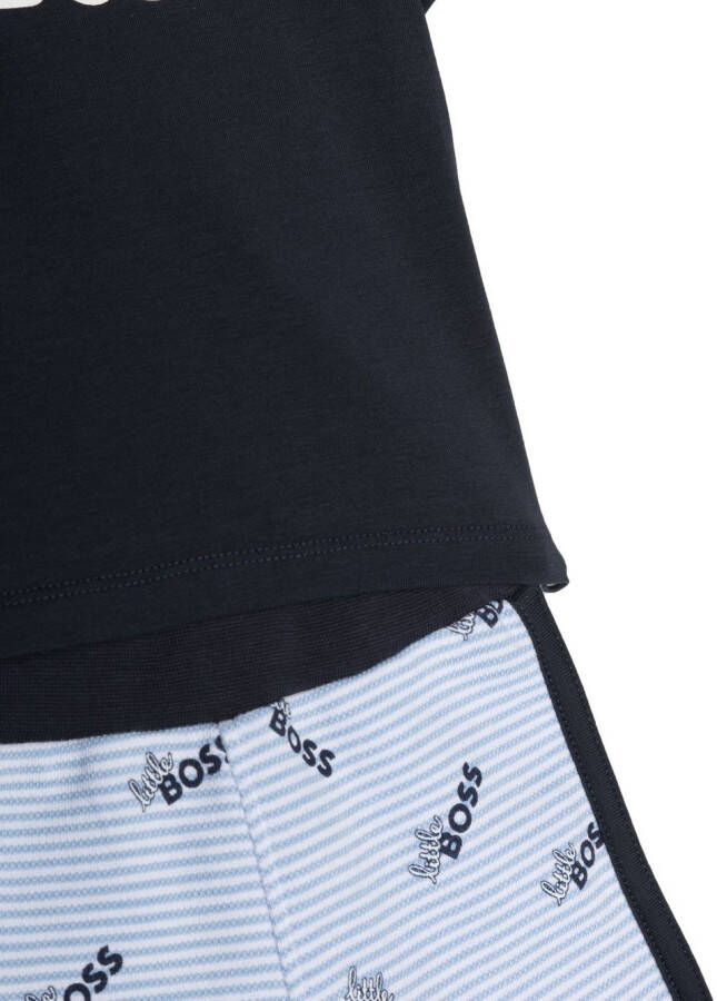 BOSS Kidswear Shorts set met logoprint Blauw