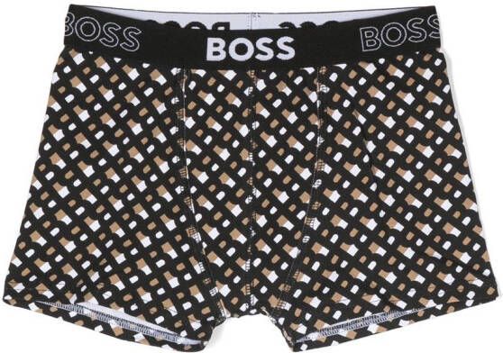 BOSS Kidswear Set boxershorts met monogram Zwart