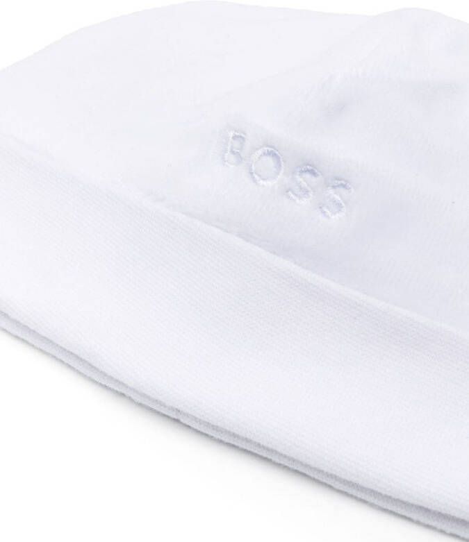 BOSS Kidswear Muts met geborduurd logo Wit