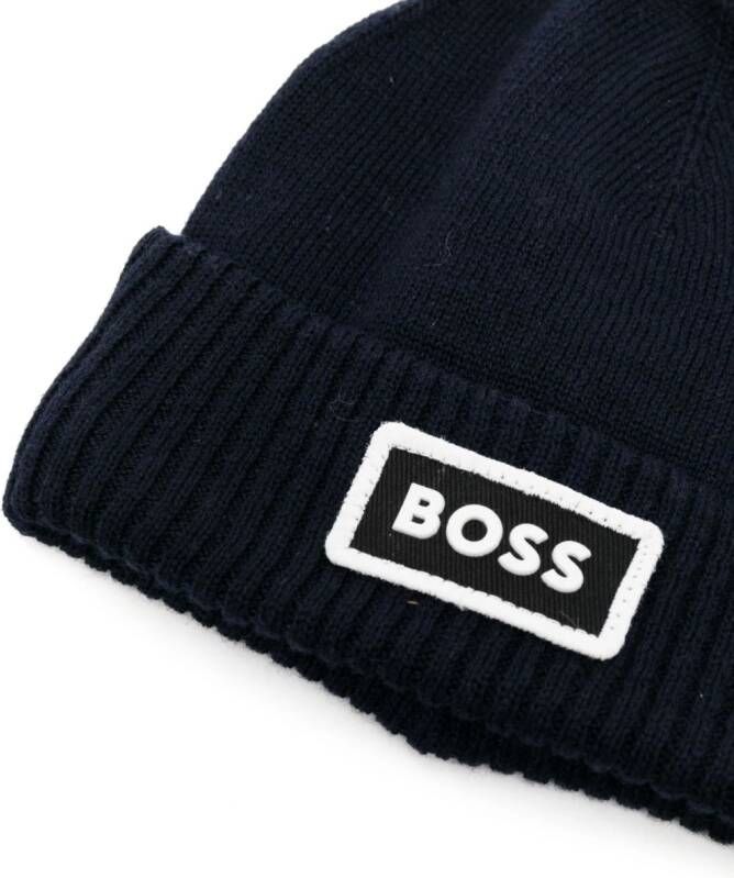 BOSS Kidswear Muts met logoprint Blauw