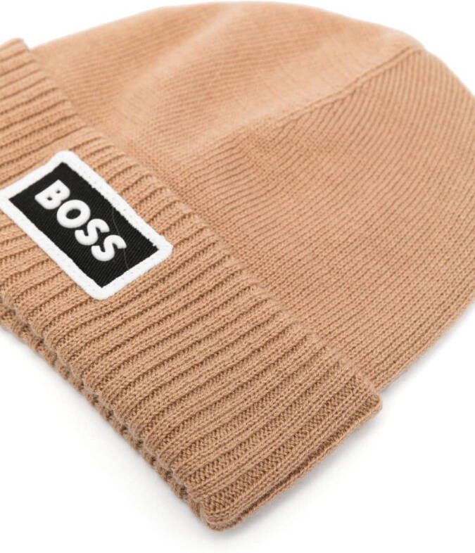 BOSS Kidswear Muts met logoprint Bruin