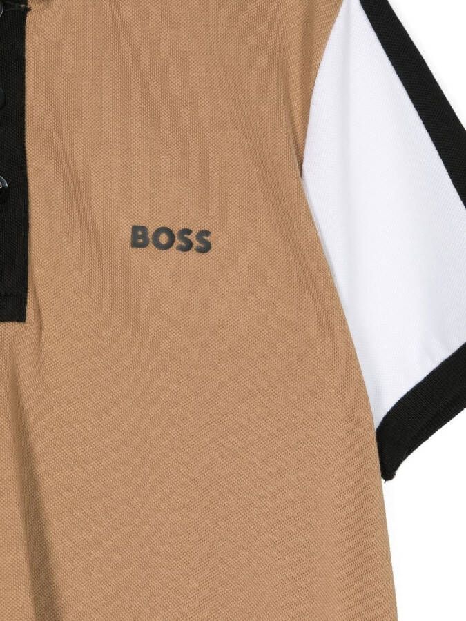 BOSS Kidswear Poloshirt met logo-reliëf Bruin