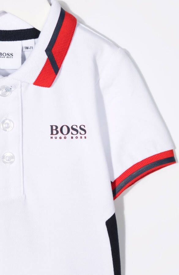 BOSS Kidswear Poloshirt met logoprint Wit