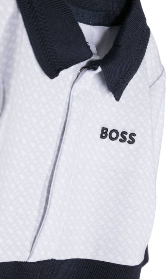 BOSS Kidswear Poloshirt met monogram Grijs