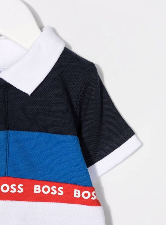 BOSS Kidswear Poloshirt met vlakken Blauw