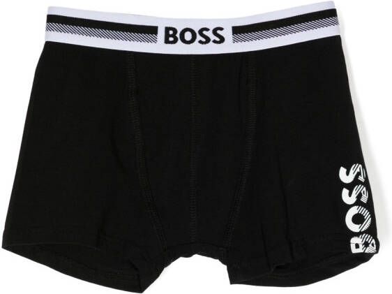 BOSS Kidswear Twee boxershorts met logo Zwart