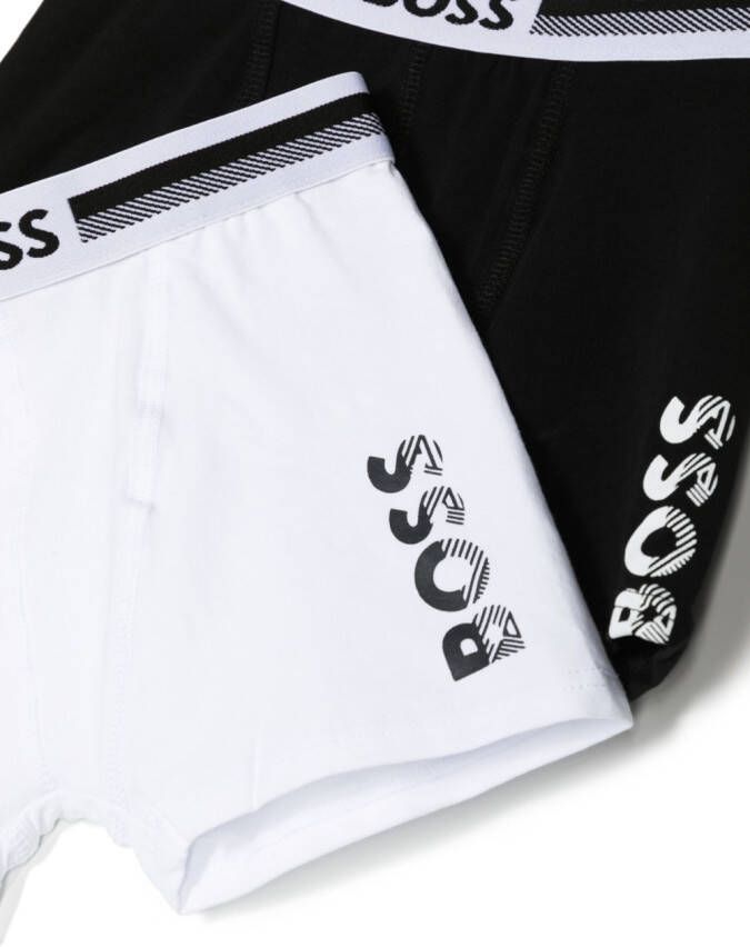 BOSS Kidswear Twee boxershorts met logo Zwart