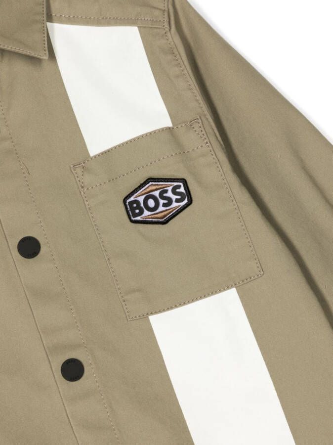 BOSS Kidswear Shirt met logopatch Bruin