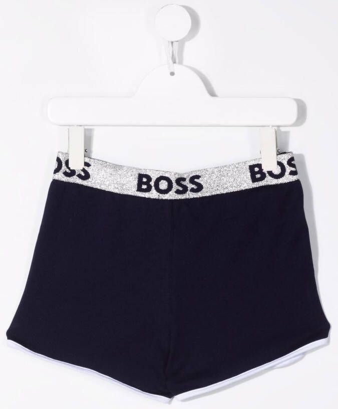 BOSS Kidswear Shorts met logoband Blauw