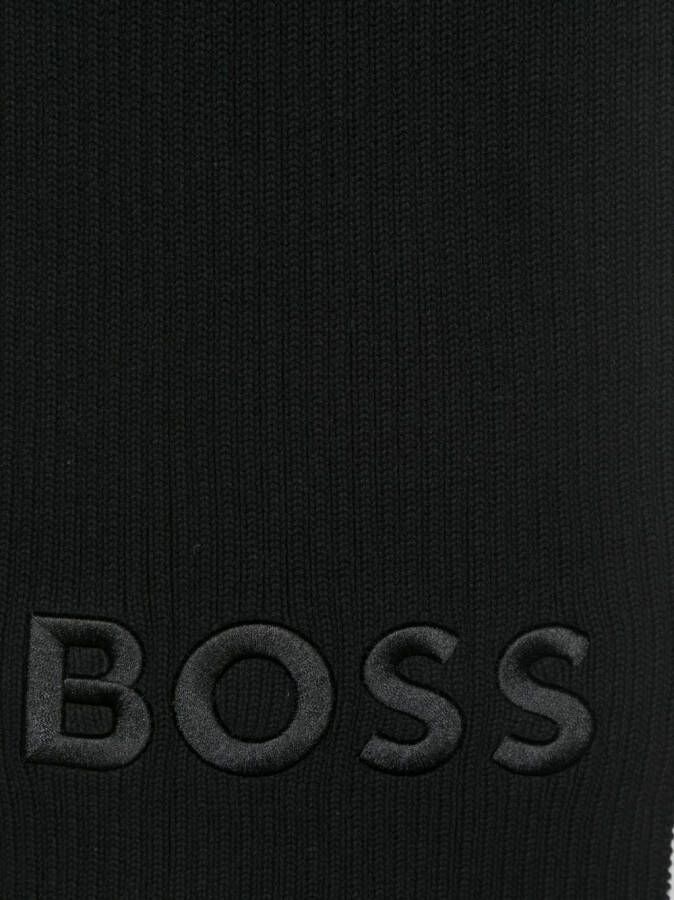 BOSS Kidswear Sjaal met geborduurd logo Zwart
