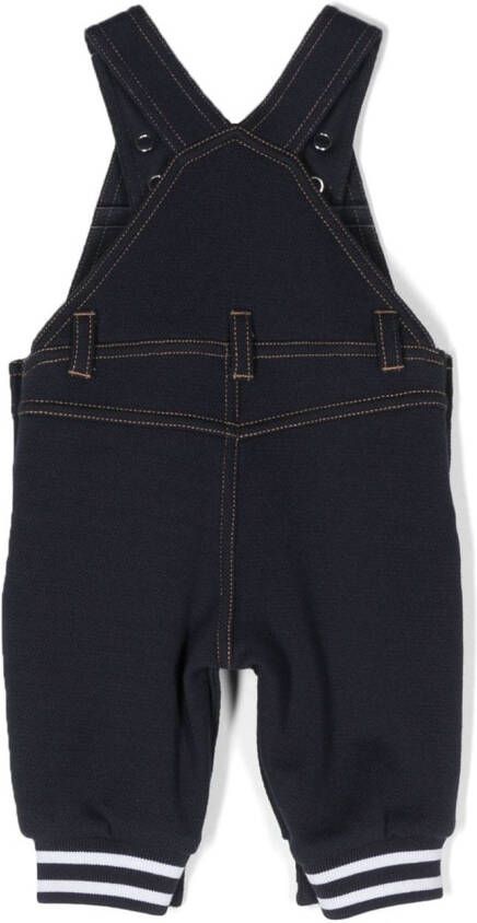 BOSS Kidswear Spijkertuinbroek met logoprint Blauw