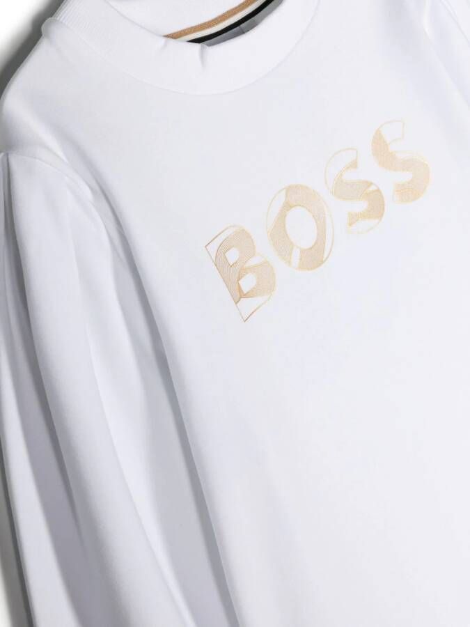 BOSS Kidswear Sweater met geborduurd logo Wit