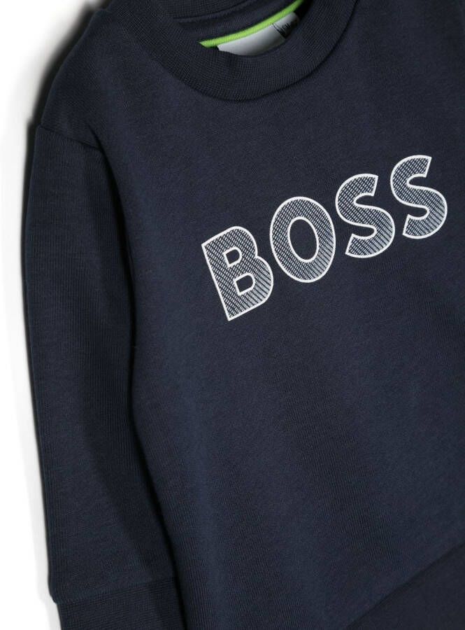 BOSS Kidswear Sweater met logo-reliëf Blauw