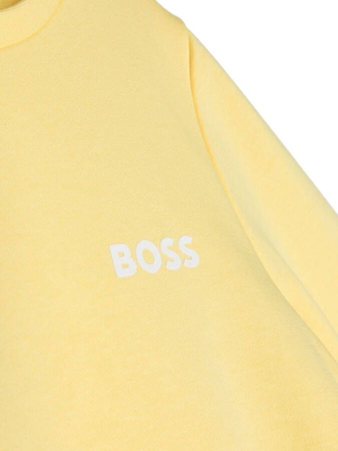 BOSS Kidswear Sweater met logo-reliëf Geel
