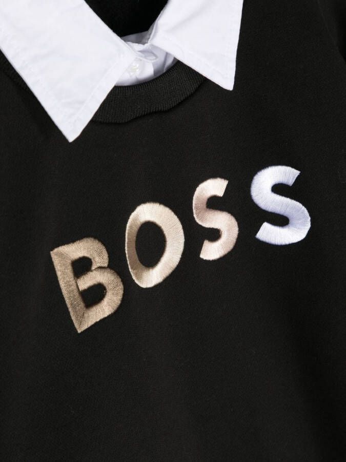 BOSS Kidswear Sweater met logo-reliëf Zwart