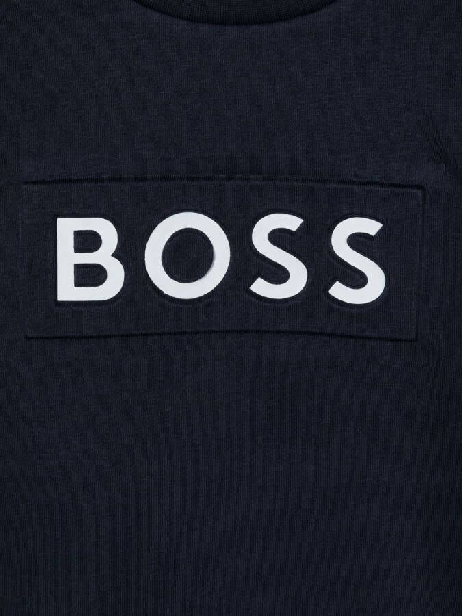 BOSS Kidswear Sweater met logoprint Blauw