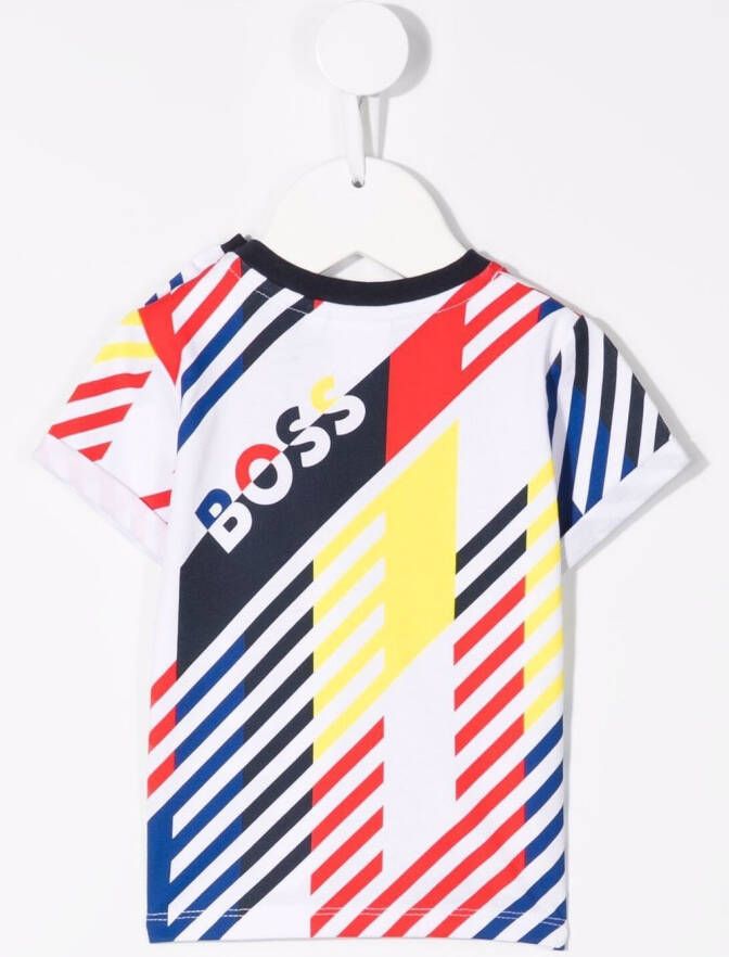BOSS Kidswear T-shirt met colourblocking Wit