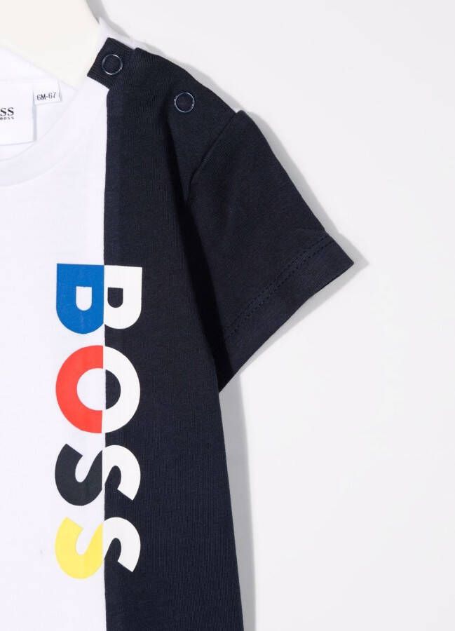 BOSS Kidswear T-shirt met colourblocking Wit