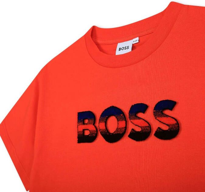 BOSS Kidswear T-shirt met geborduurd logo Rood