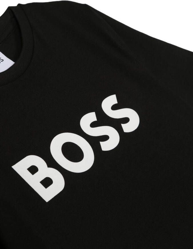 BOSS Kidswear T-shirt met logo-reliëf Zwart