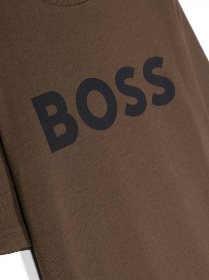 BOSS Kidswear T-shirt met logoprint Bruin