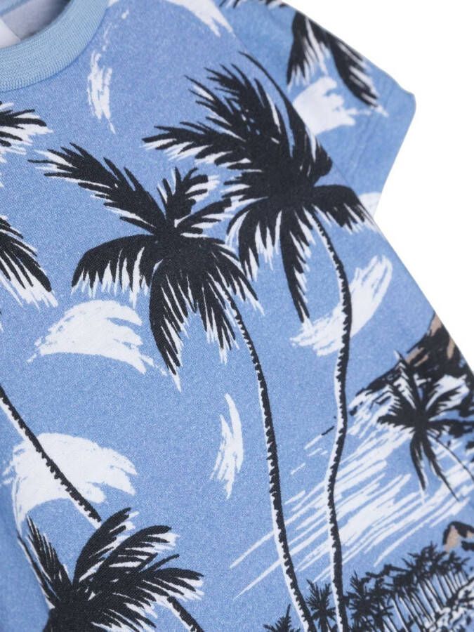 BOSS Kidswear T-shirt met palmboomprint Blauw