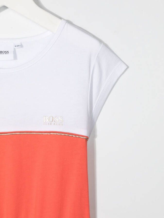 BOSS Kidswear T-shirtjurk met colourblocking Wit