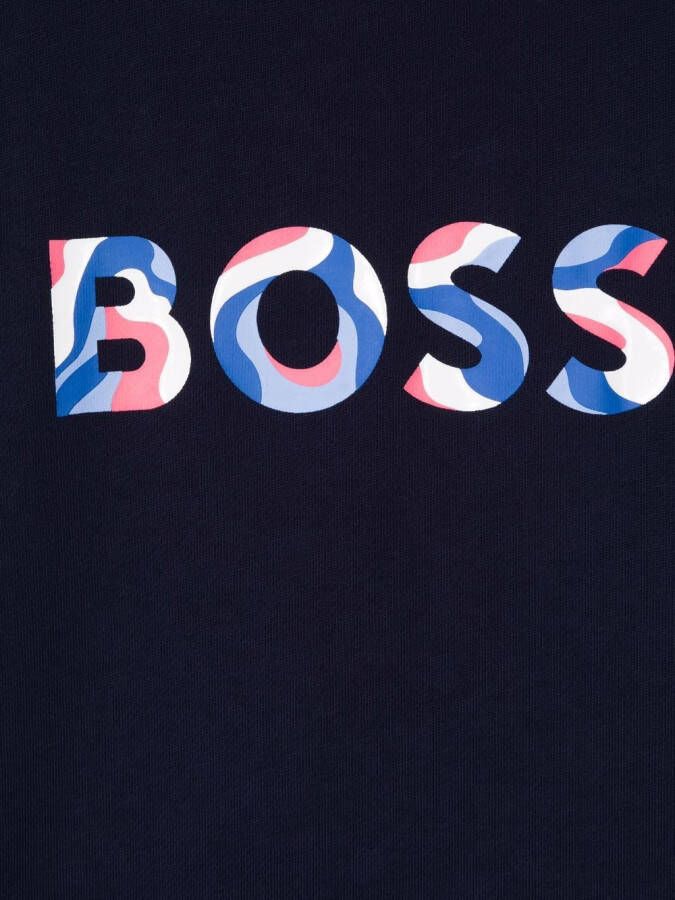 BOSS Kidswear T-shirtjurk met logoprint Blauw