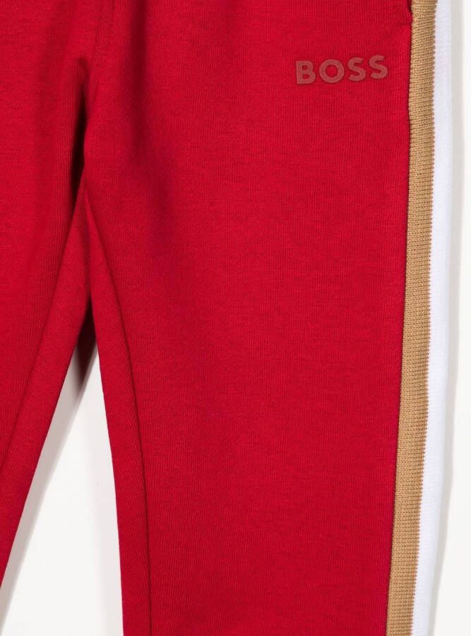 BOSS Kidswear Trainingsbroek met gestreept detail Rood
