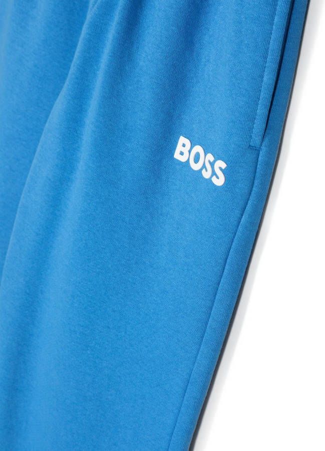 BOSS Kidswear Trainingsbroek met logo-reliëf Blauw