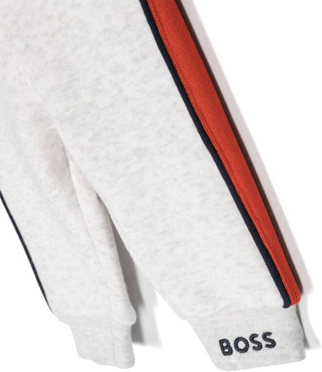 BOSS Kidswear Trainingsbroek met streepdetail Grijs