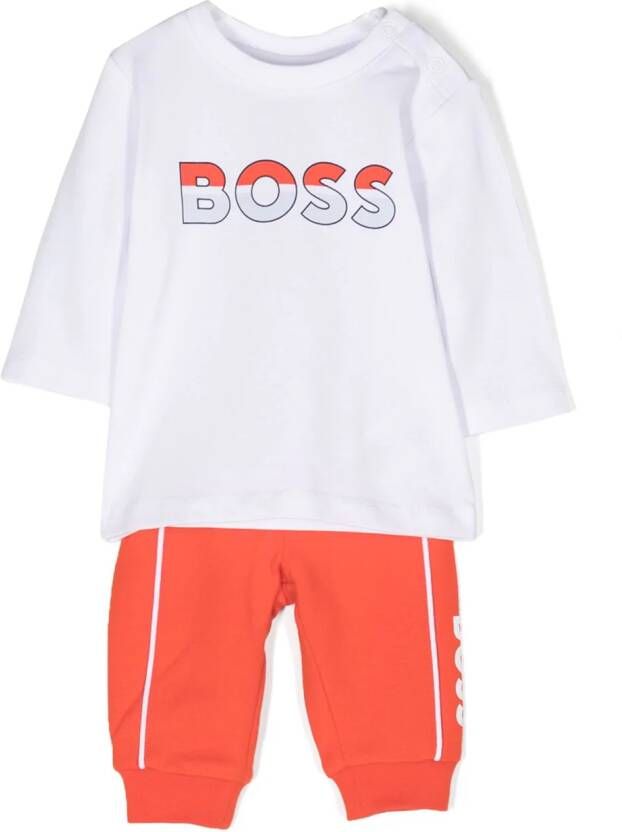 BOSS Kidswear Trainingspak met logoprint Rood