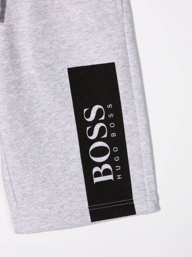 BOSS Kidswear Trainingsshorts met logoband Grijs