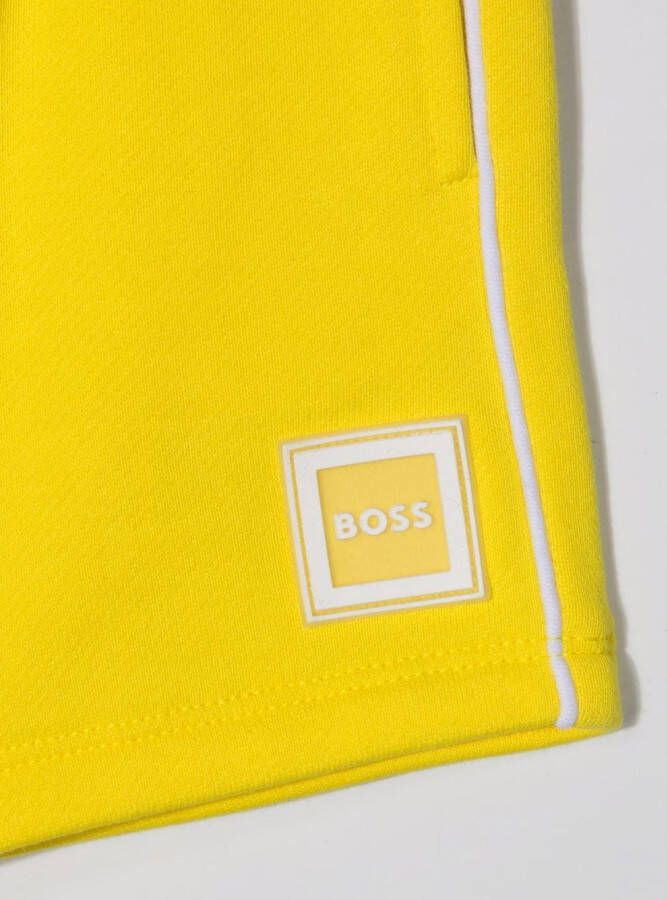 BOSS Kidswear Trainingsshorts met logopatch Geel