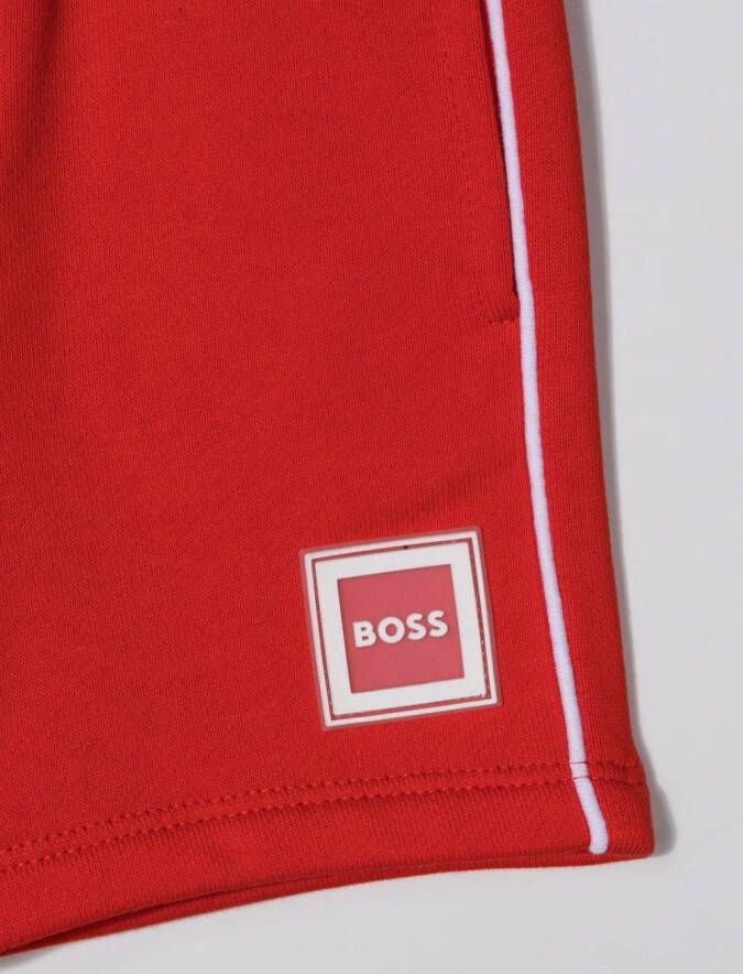 BOSS Kidswear Trainingsshorts met logopatch Rood