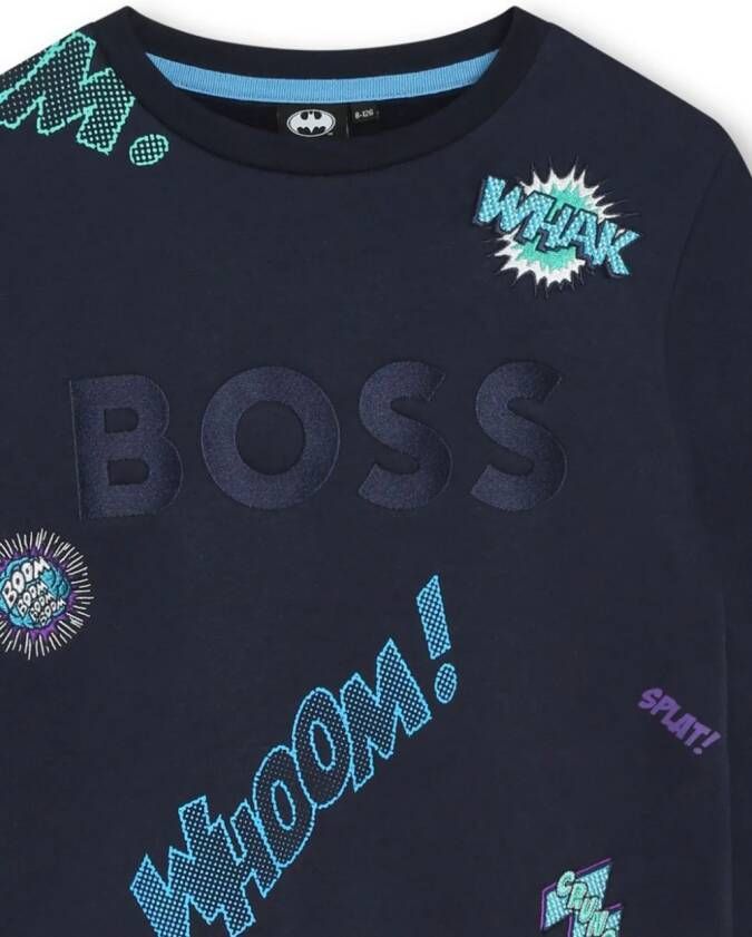 BOSS Kidswear Trui met borduurwerk Blauw