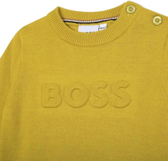 BOSS Kidswear Trui met logoprint Geel