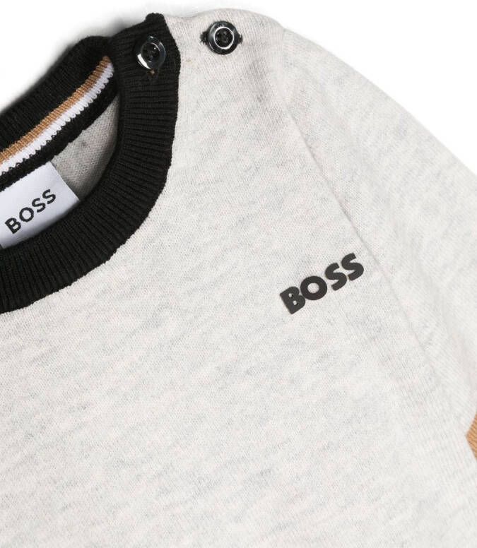 BOSS Kidswear Trui met logoprint Grijs