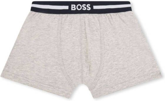 BOSS Kidswear Twee boxershorts met logoband Blauw