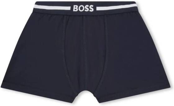 BOSS Kidswear Twee boxershorts met logoband Blauw