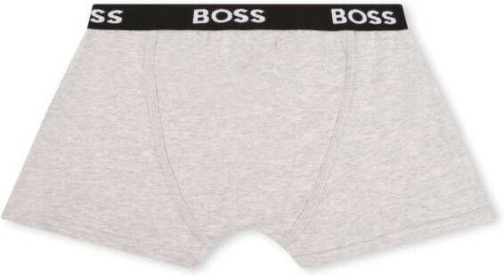 BOSS Kidswear Twee boxershorts met logoband Grijs