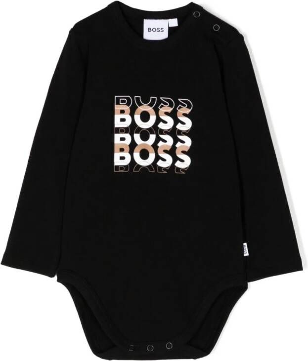 BOSS Kidswear Twee rompers met logoprint Zwart