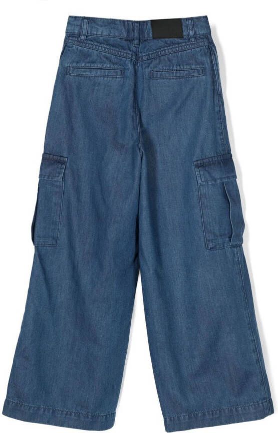 BOSS Kidswear Jeans met wijde pijpen Blauw