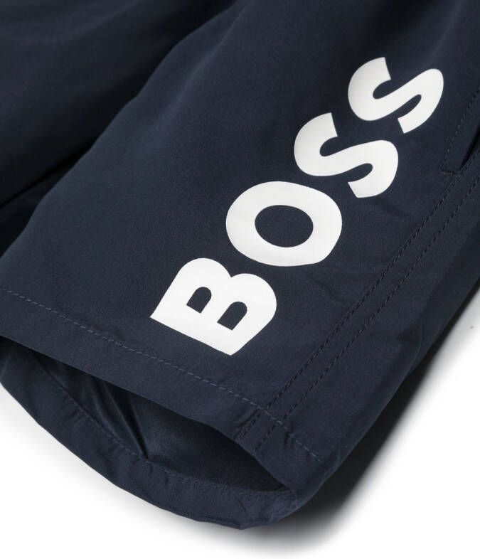 BOSS Kidswear Zwembroek met logoprint Blauw