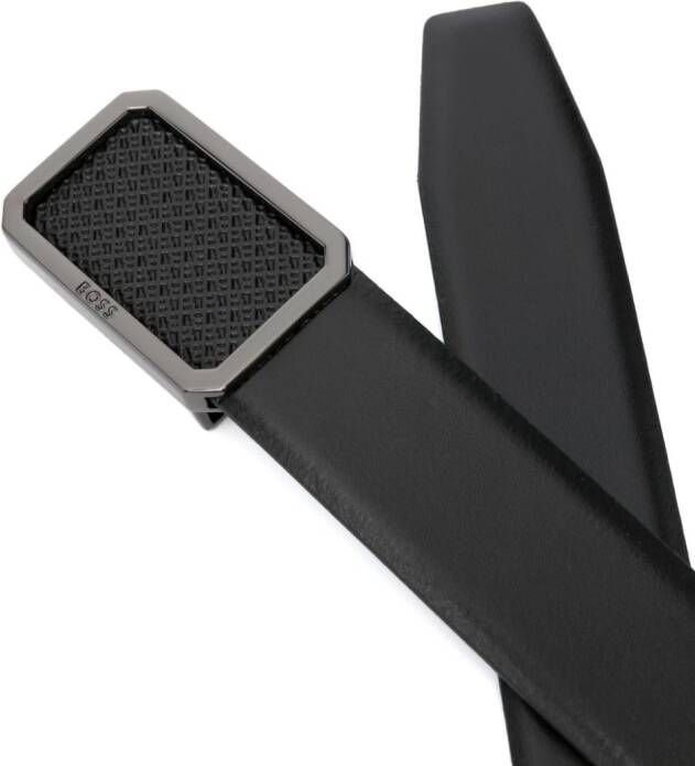 BOSS Leren riem Zwart